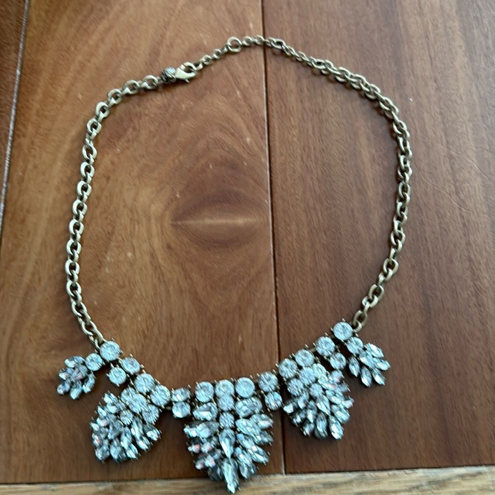 J CREW gold tone crystal rhinestone cluster necklace‎